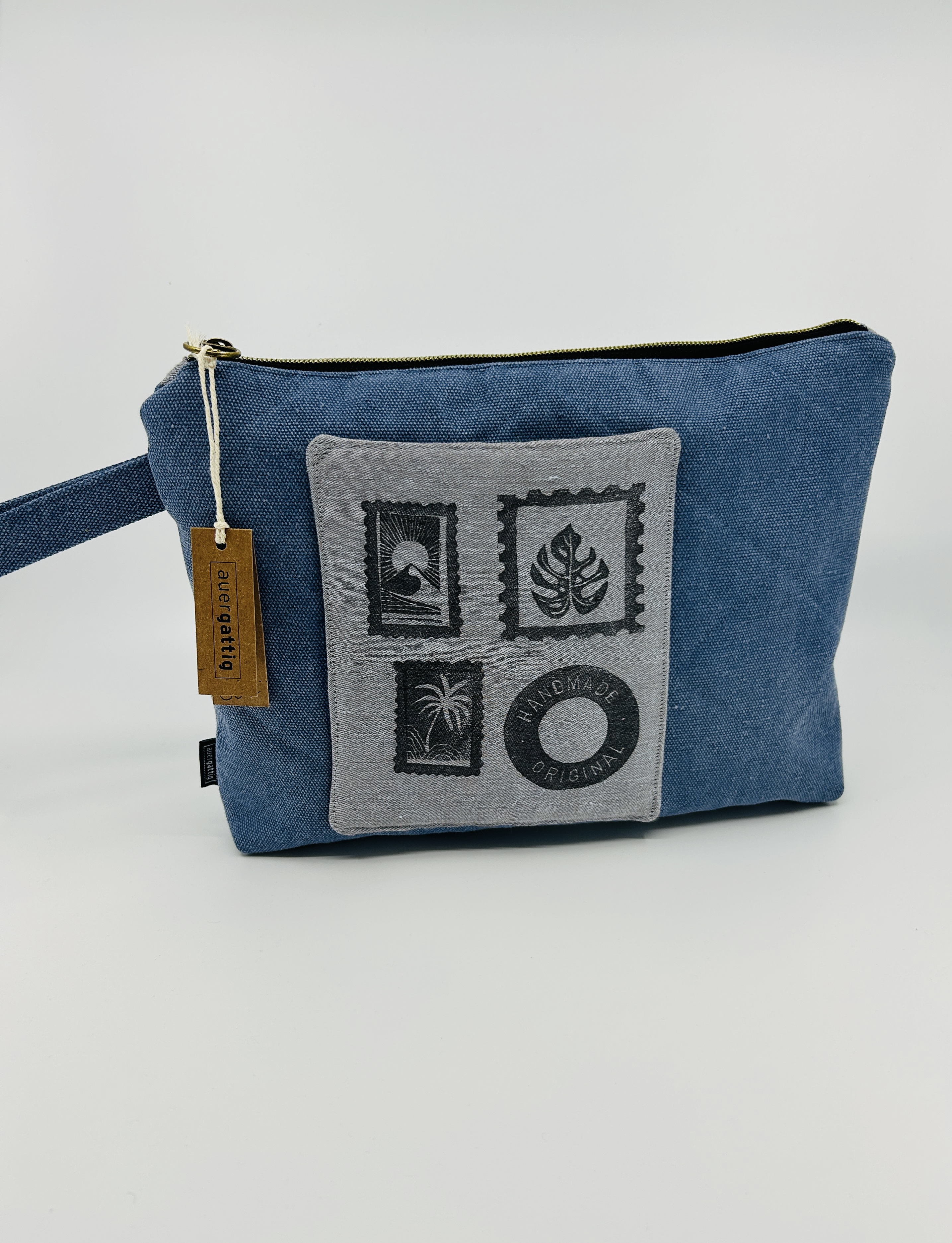 Wattiertes Etui Jeansblau